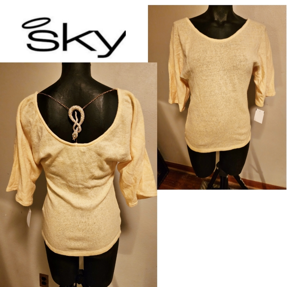 Beautiful Sky sweater.  Bright yellow. Sz Sm.  New.  Deal!!